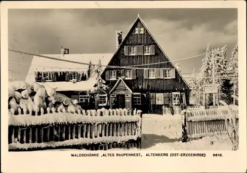 Ak Altenberg im Erzgebirge, Waldschänke Altes Raupennest, Winter