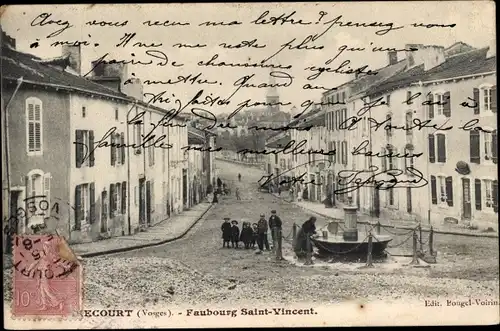 Ak Mirecourt Vosges, Brunnen, Faubourg Saint-Vincent