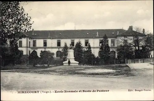 Ak Mirecourt, Lothringen, Vosges, Ecole Normale et Buste de Pasteur, Schule Außenansicht