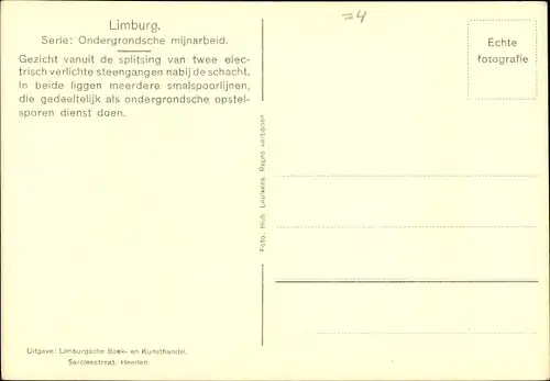 Ak Limburg Niederlande, Ondergrondsche mijnarbeid, Schacht