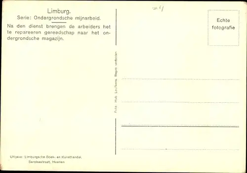 Ak Limburg Niederlande, Ondergrondsche mijnarbeid, Bergleute im Schacht