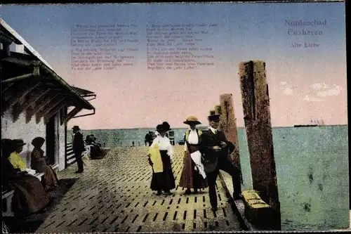 Ak Cuxhaven in Niedersachsen, Anlegestelle, Liedtext "Alte Liebe"