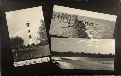 Foto Ak Nordseebad Altenbruch Cuxhaven in Niedersachsen, Leuchtturm, Deichpromenade, Strand