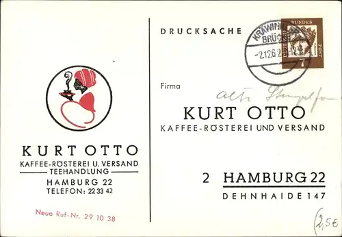 Ak Hamburg Mitte Altstadt, Kurt Otto, Kaffe Rösterei Versand Teehandlung