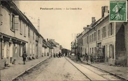 Ak Pontavert Aisne, La Grande Rue
