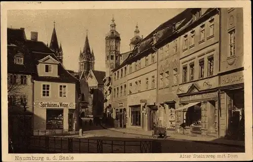 Ak Naumburg an der Saale, Alter Steinweg mit Dom