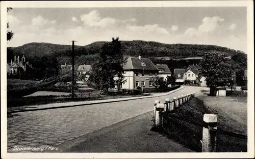 Ak Stecklenberg Thale im Harz, Teilansicht vom Ort, Straßenpartie