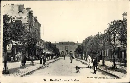 Ak Creil Oise, Avenue de la Gare