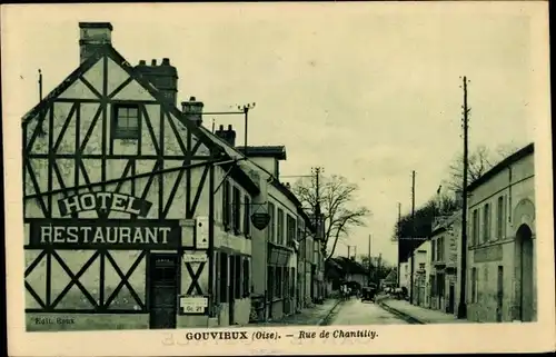 Ak Gouvieux Oise, Rue de Chantilly, Hotel-Restaurant