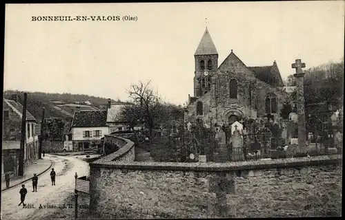 Ak Bonneuil en Valois Oise, Ortsansicht, Kirche