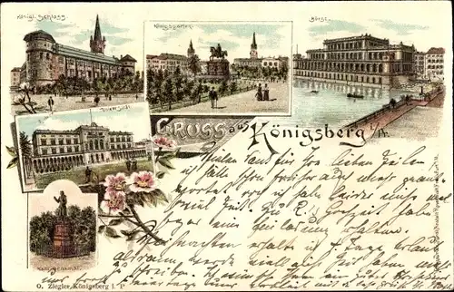 Litho Kaliningrad Königsberg Ostpreußen, Börse, Schloss, Universität, Denkmal