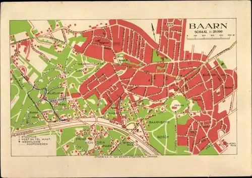 Stadtplan Ak Baarn Utrecht Niederlande, Baarnsche Bosch, Prins Hendrik Park