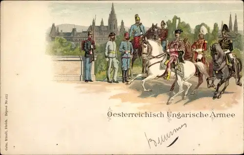 Litho Österreichisch Ungarische Armee, Reiter, Husar
