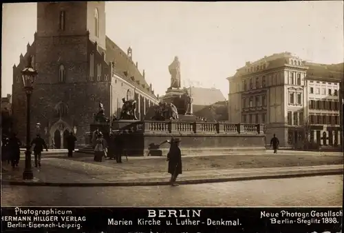 Ak Berlin Mitte, Marienkirche, Luther Denkmal