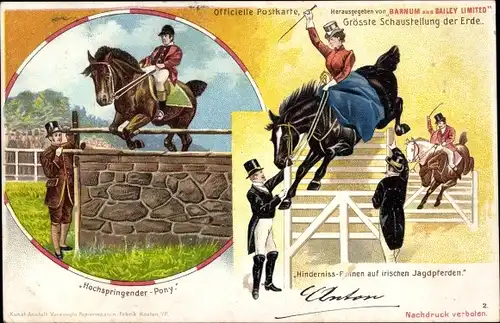 Litho Zirkus, Barnum and Bailey Ltd, Hindernisrennen auf irischen Jagdpferden
