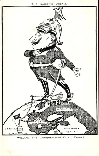 Ak The Kaiser's Dream, William the Conqueror, Kaiser Wilhelm II., Karikatur