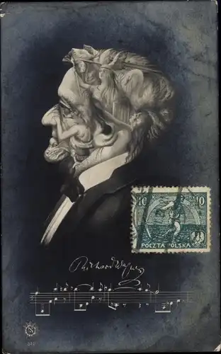 Ak Komponist, Dramatiker und Dichter Richard Wagner, Portrait, Metamorphose