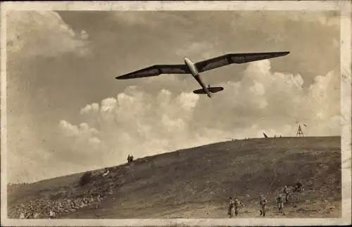 Ak Der deutsche Segelflug, Segelflugzeug Minimea beim Start