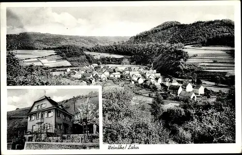 Ak Weinähr an der Lahn, Blick auf den Ort, Winzerhaus und Pension Treis