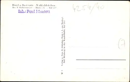 Ak Horn Bad Meinberg Nordrhein Westfalen, Hotel und Raststätte Waldschlösschen