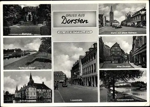 Ak Dorsten in Westfalen, Alter Drubbel, Lippestraße, Schloss Lembeck, Ehrenmal, Rathaus