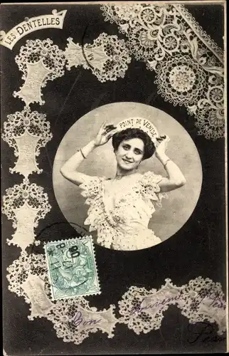 Ak Point de Venise, Les Dentelles, Spitzen, Frauenportrait
