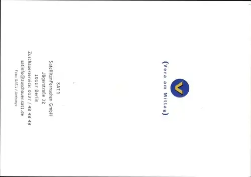 Ak Moderatorin Vera Int-Veen, Portrait, Autogramm, Sat 1