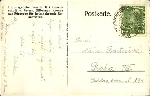 Künstler Ak Roubal,Prinz Eugen,KK Fürsorge heimkehrender Reserv.,Ges. v. österr. Silbernen Kreuze