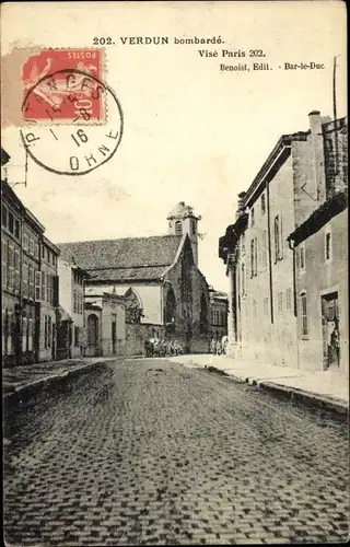 Ak Verdun Meuse, Straßenpartie, Kriegszerstörung I. WK