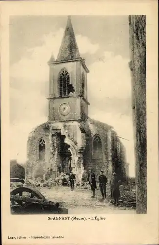 Ak Saint Agnant Meuse, L'Eglise, Kriegszerstörung 1. WK