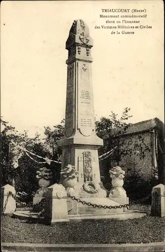 Ak Triaucourt Meuse, Monument Commémoratif des Victimes Militaires et Civiles de la Guerre