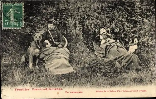 Ak Frontiere Franco Allemande, en embuscade, Deutsch Französische Grenze