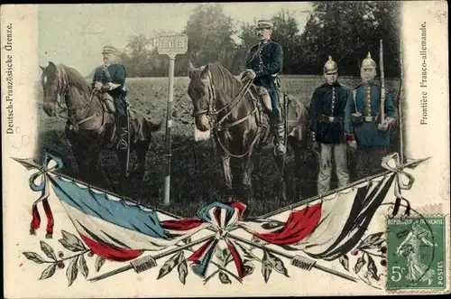 Ak Deutsch Französische Grenze, Fahnen
