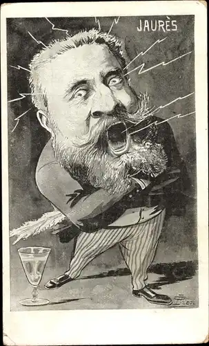 Künstler Ak Französischer Politiker Jean Jaures, Portrait, Karikatur