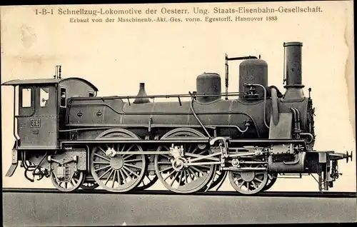 Ak Österreichische Eisenbahn,1-B-1 Schnellzug Lokomotive, Dampflok 86, Hanomag
