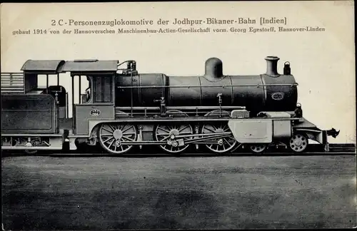 Ak Indische Eisenbahn, 2 C Personenzuglokomotive, Jodhur Bikaner Bahn, Hanomag, Dampflok