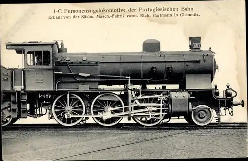Ak Portugiesische Eisenbahn, 1 C Personenzuglokomotive, Hanomag, Dampflok 509