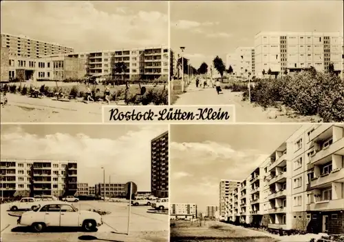 Ak Lütten Klein Hansestadt Rostock, Neubausiedlung, Teilansichten, Häuser, Autos