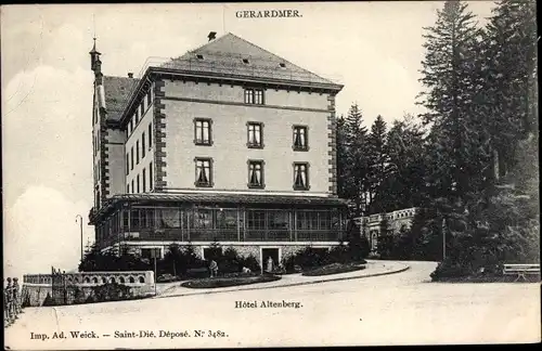 Ak Gérardmer, Lothringen, Vosges, Hotel Altenberg, Außenansicht