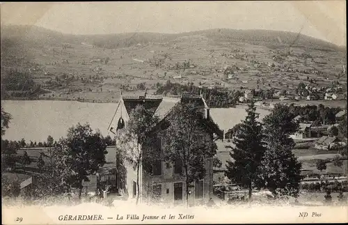 Ak Gérardmer, Lothringen, Vosges, La Villa Jeanne et les Celles, Villa am See