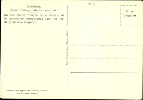 Ak Limburg Niederlande, Ondergrondsche mijnarbeid, Bergleute im Schacht