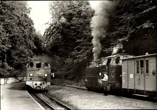 Ak Seebad Heiligendamm Bad Doberan, Lokomotive 99 322, Weißer Bahnhof