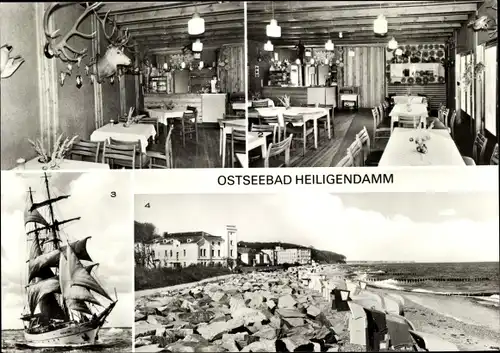 Ak Seebad Heiligendamm Bad Doberan, Gaststätte Jagdhaus, Segelschulschiff Wilhelm Pieck, Strand