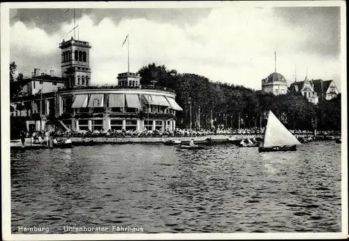 Ak Hamburg Nord Uhlenhorst, Uhlenhorster Fährhaus, Segelboot