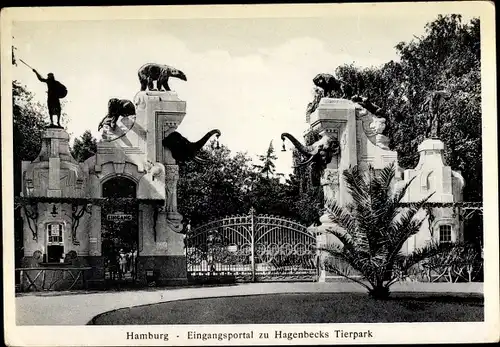 Ak Hamburg Eimsbüttel Stellingen, Carl Hagenbecks Tierpark, Eingangsportal
