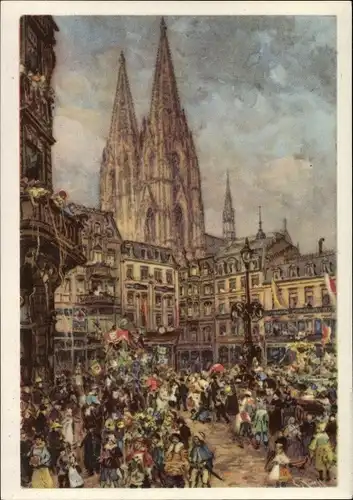 Ganzsachen Künstler Ak Köln am Rhein, Karneval, Festumzug, Dom