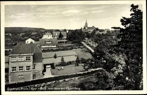 Ak Friedrichsbrunn Thale im Harz, Blick auf die Stadt, Kirche, Klobenberg