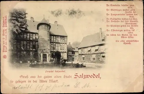 Ak Salzwedel in der Altmark, Propstei, Fachwerk, Turm