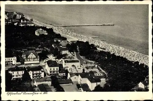 Ak Ostseebad Arendsee Kühlungsborn, Teilansicht mit Strand, Fliegeraufnahme