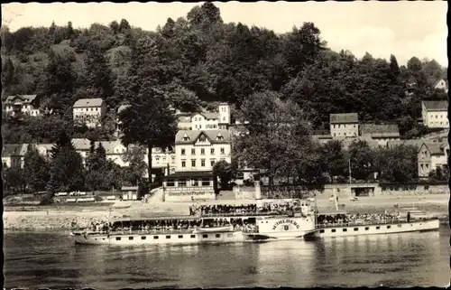 Ak Wehlen an der Elbe Sachsen, Dampfschiffhotel und Elbdampfer Mühlberg